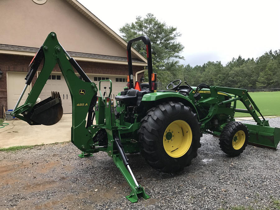 John Deere 4044M Tractor 485A Backhoe Right Side