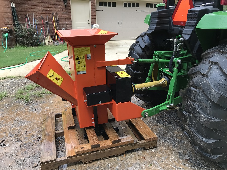 John Deere 4044M Tractor with Echo Bear Cat Right Side
