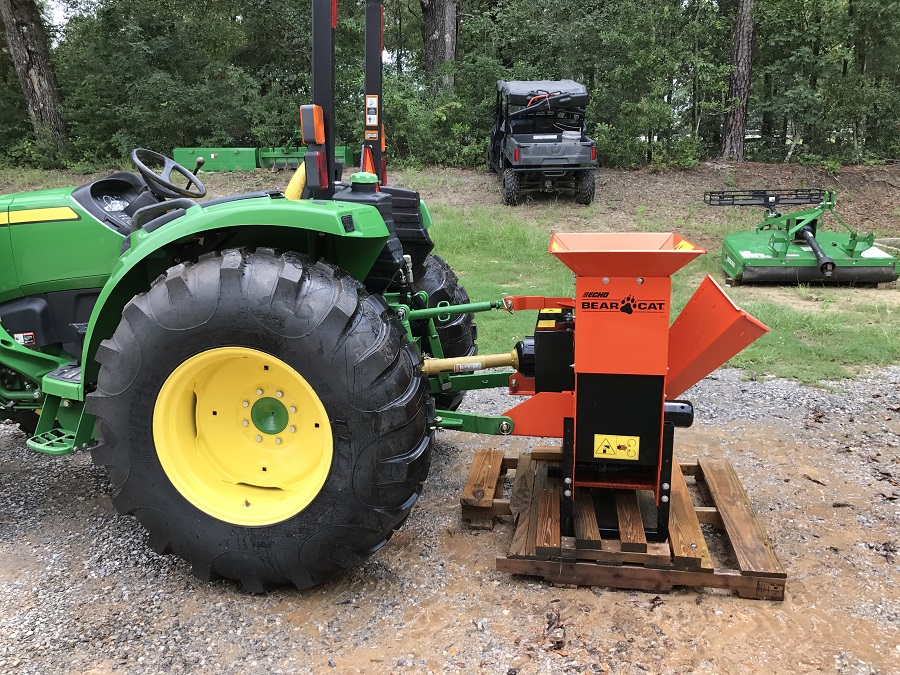 John Deere 4044M Tractor with Echo Bear Cat