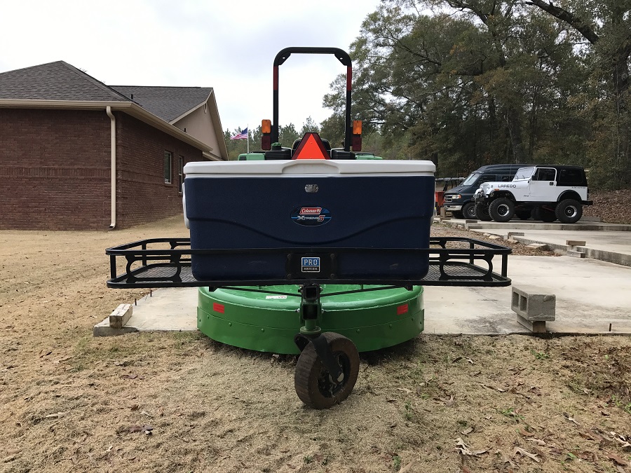 John Deere 4044M with Bushhog Rear View with Cooler